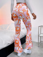 Allover Floral Print Flare Leg Pants