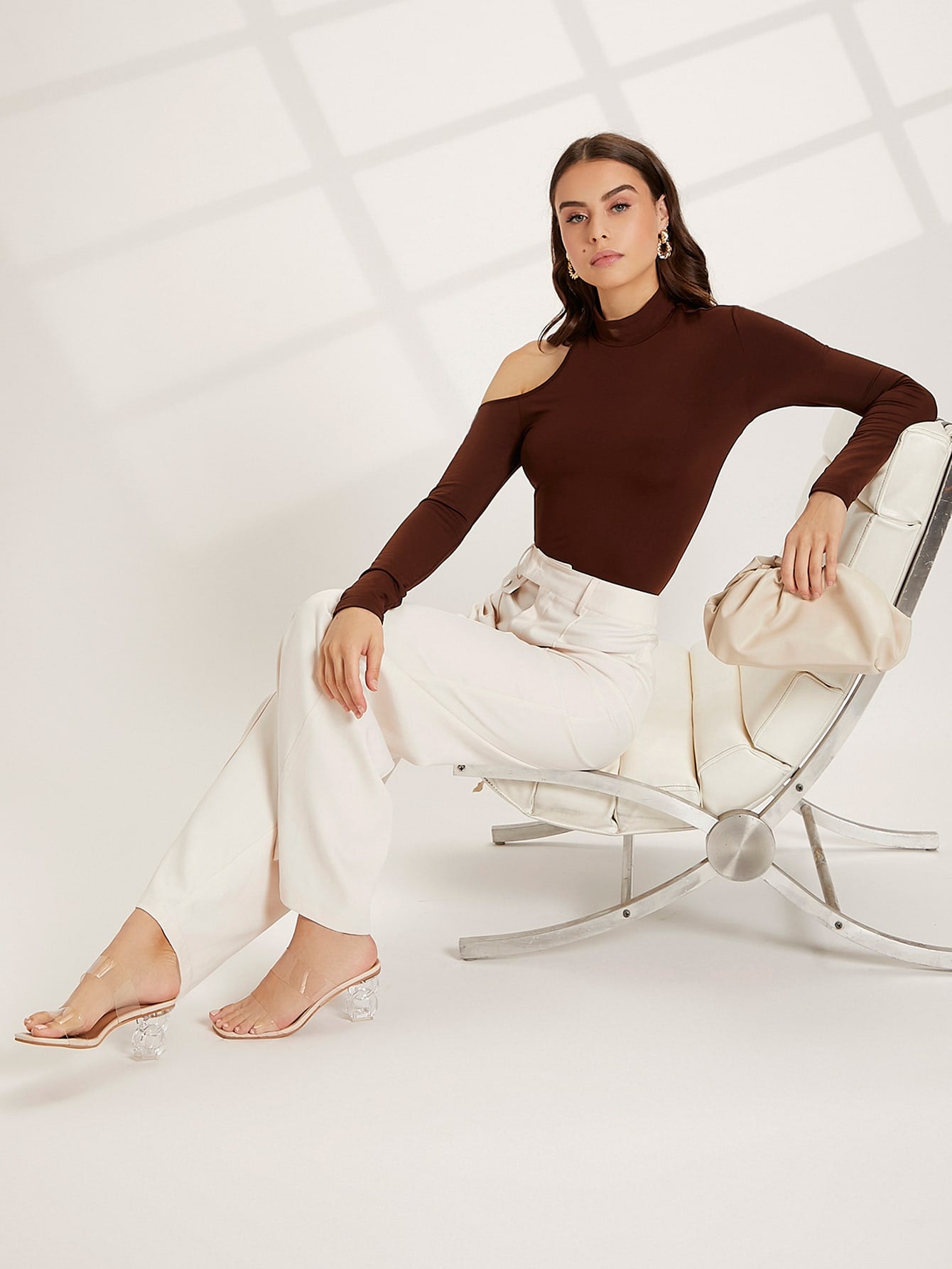 Solid High Waist Wide Leg Pants