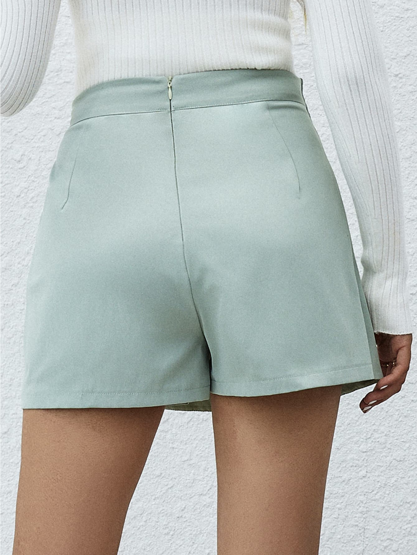 High Waist Button Detail Skort