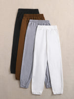 4pcs Solid Drawstring Waist Sweatpants