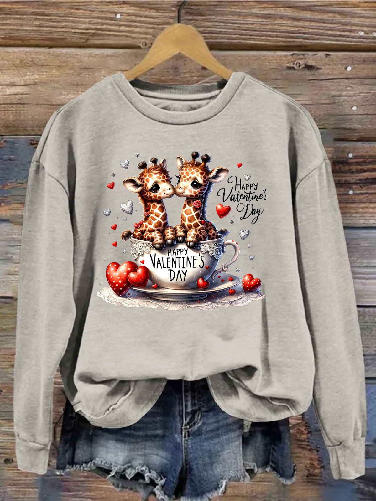 Casual Long Sleeve Crew Neck Deer Loose Regular Sweatshirt