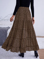 Dalmatian Print Ruffle Trim High Low Skirt Without Belt