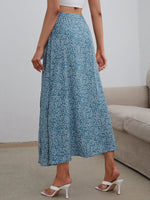Ditsy Floral Split Thigh Knot Side Wrap Skirt