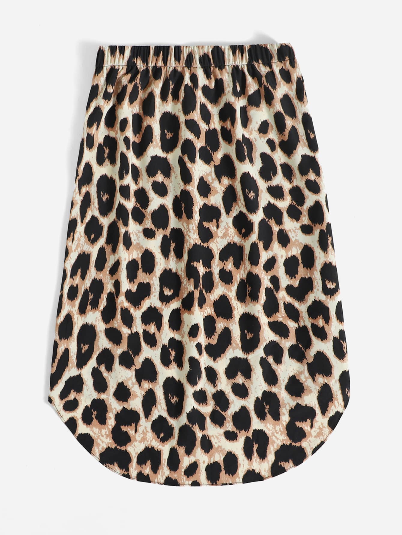 Leopard Knot Front High Low Hem Skirt