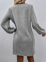 Lantern Sleeve Single Breasted Dress