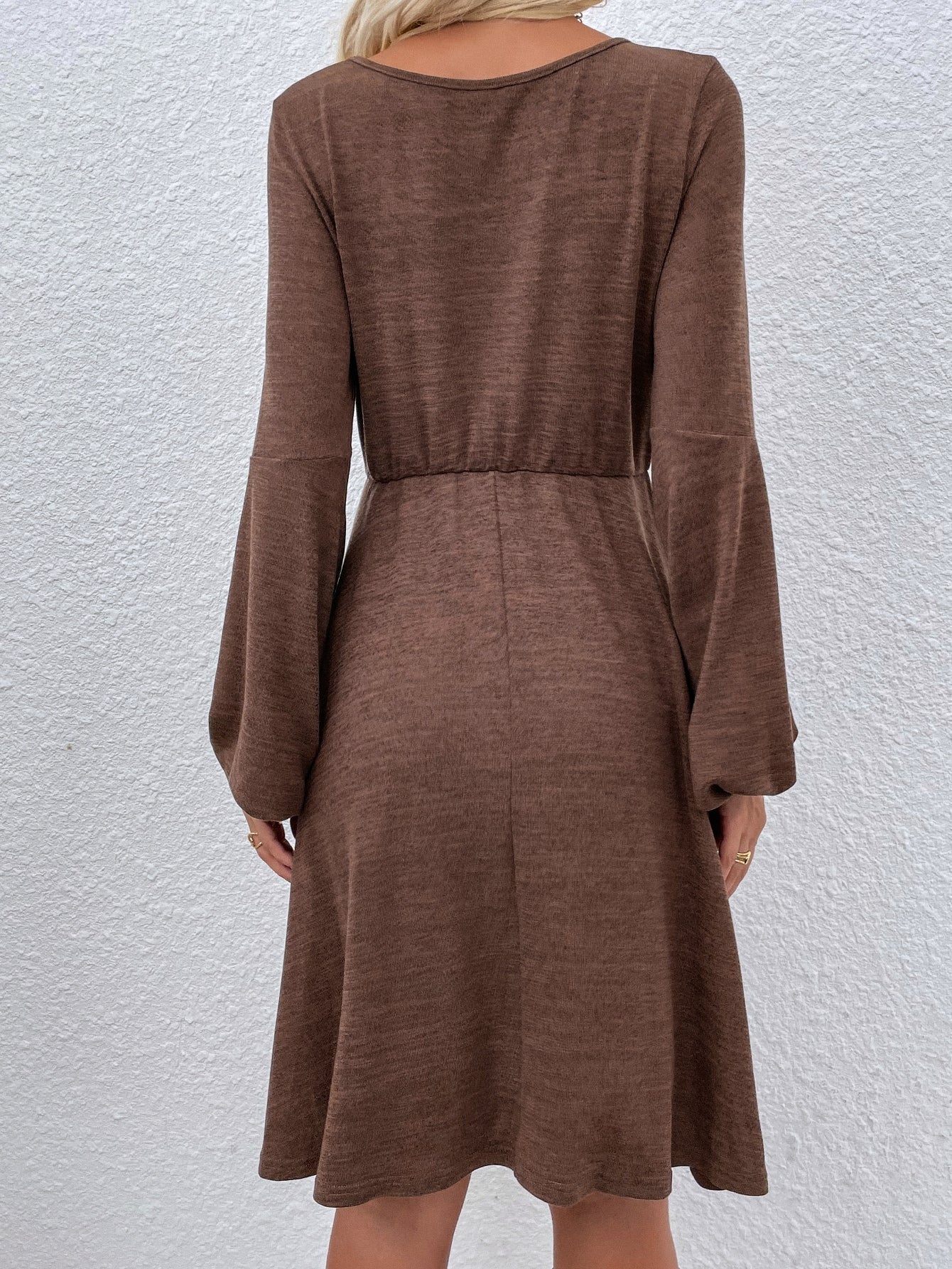 Lantern Sleeve Knot Front Dress