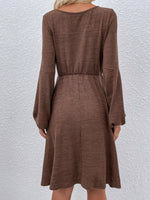 Lantern Sleeve Knot Front Dress