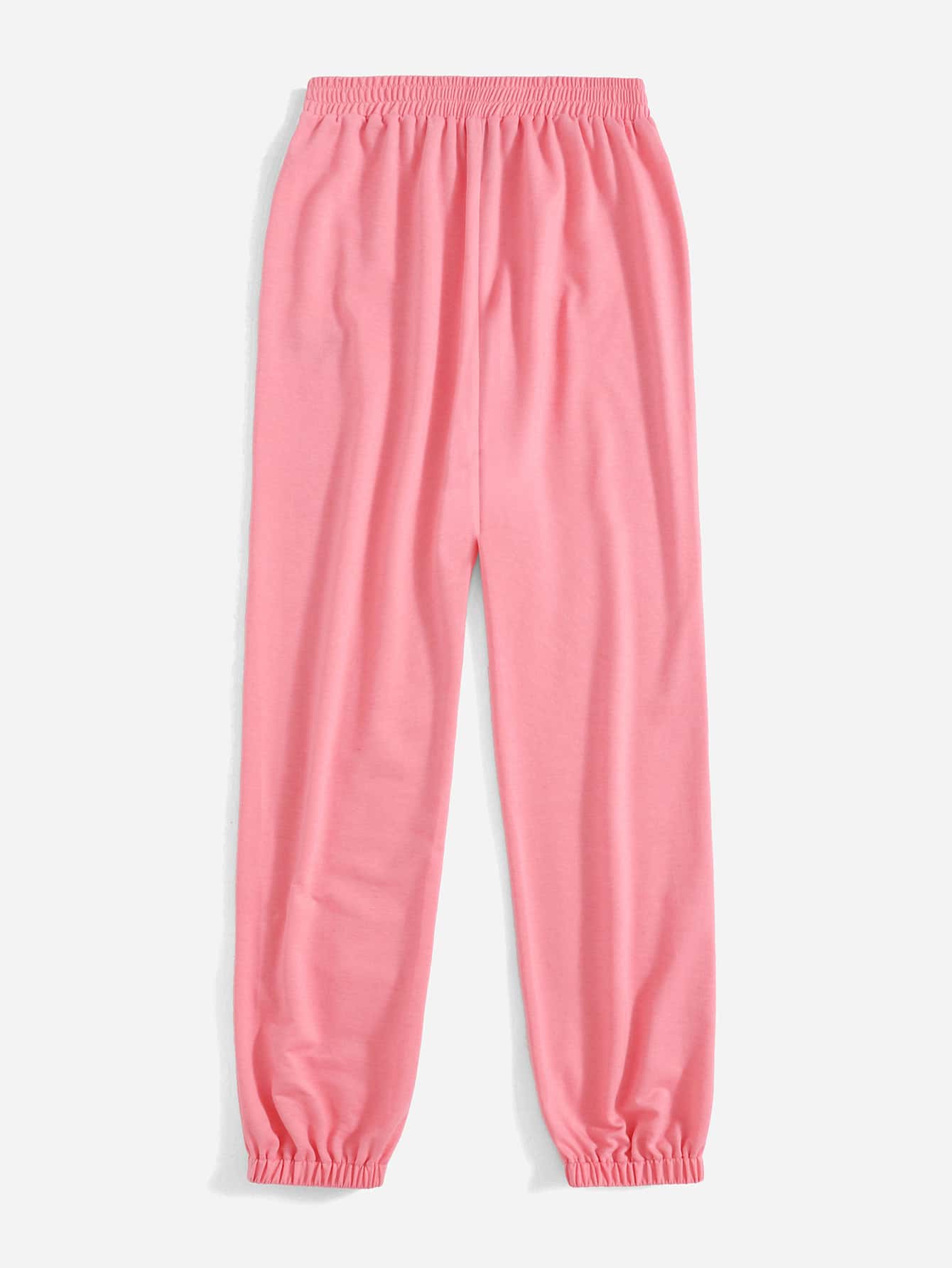 Letter Patched Elastic Waist Sweatpants