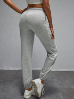 Solid Elastic Waist Sweatpants
