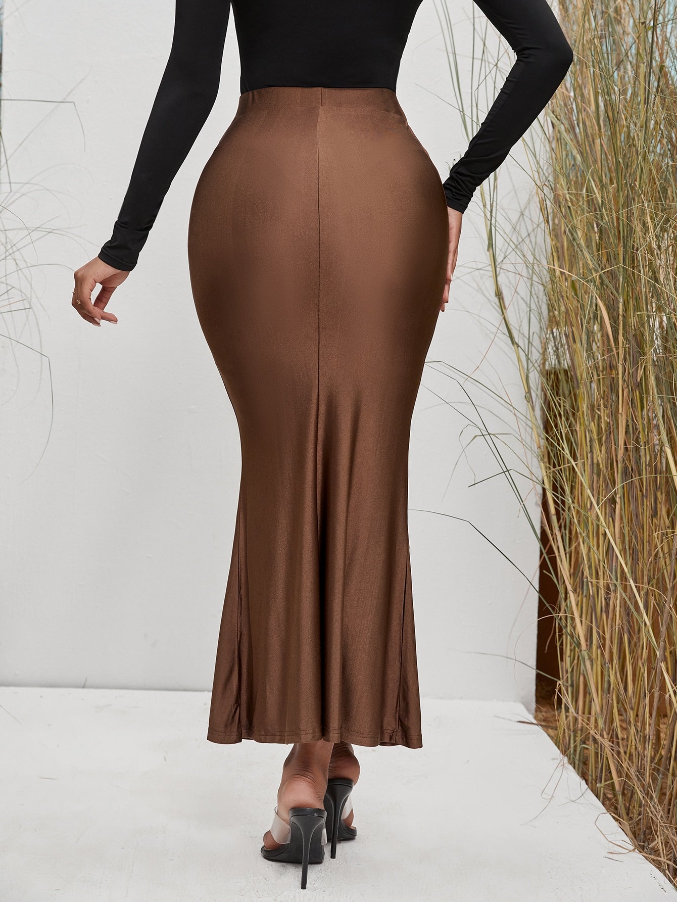 Solid High Waisted Mermaid Skirt