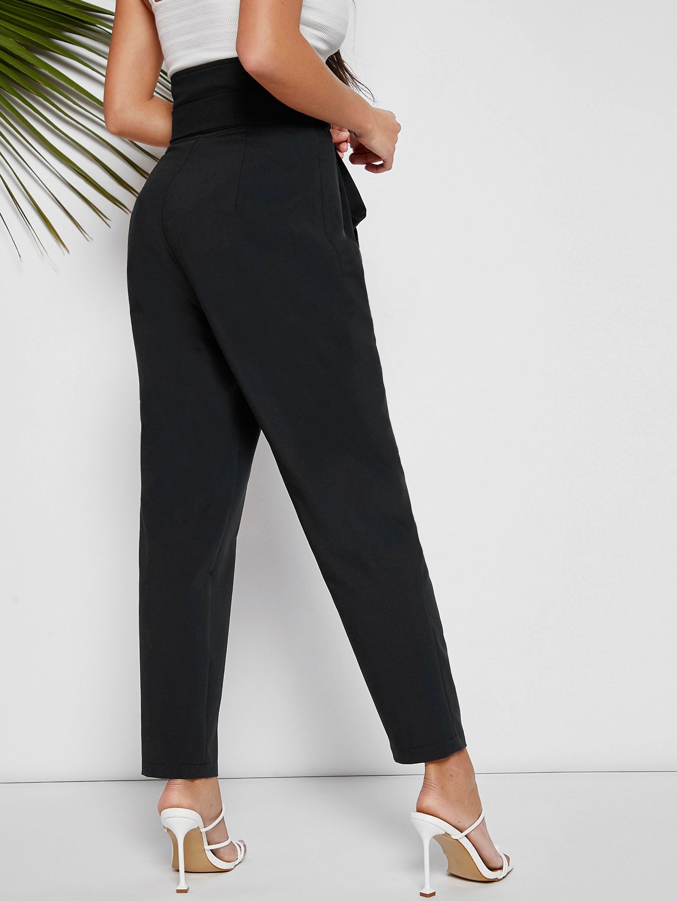 Solid Belted Pants