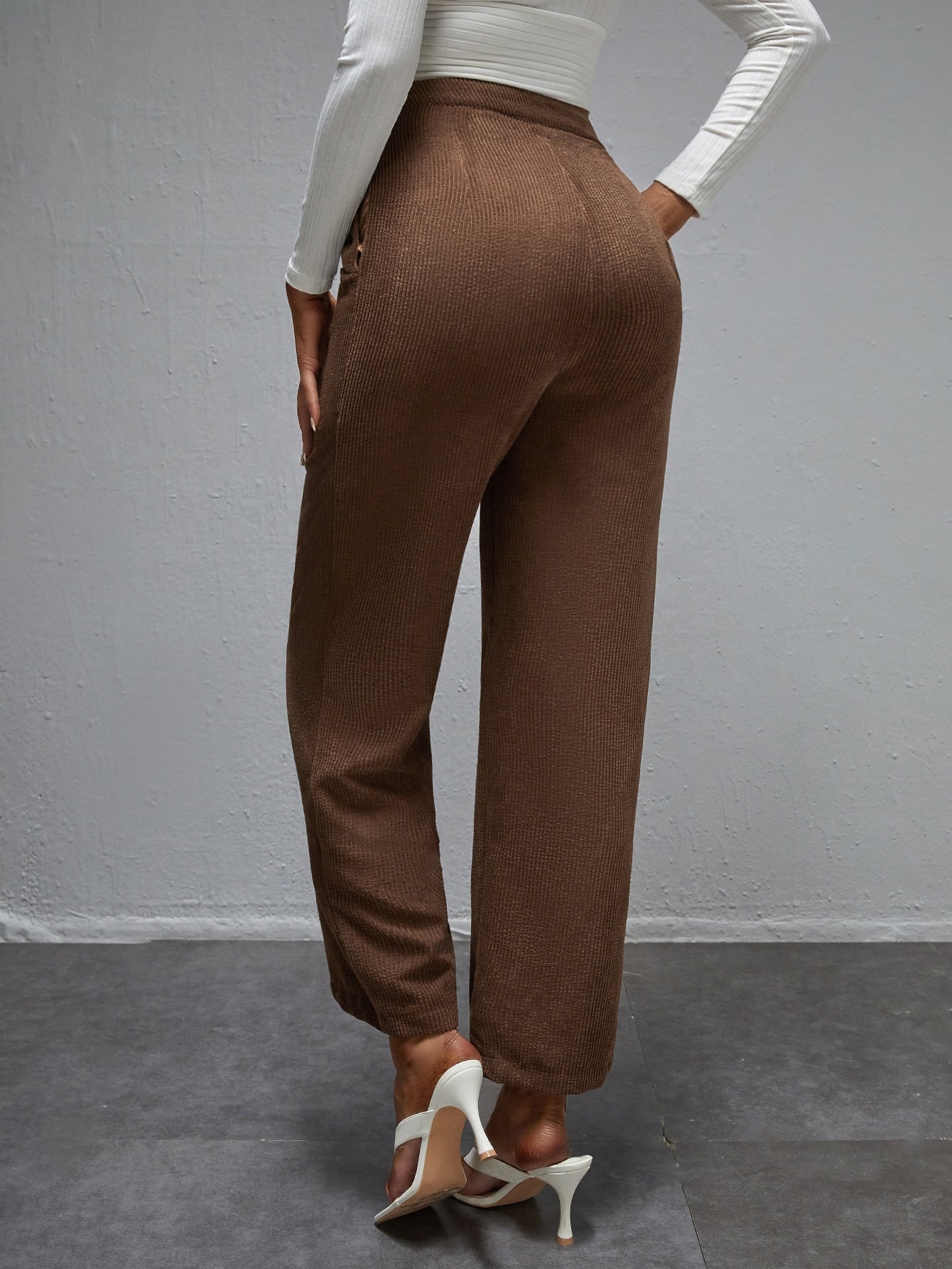 High Waist Slant Pocket Wide Leg Pants