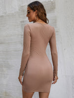 Ribbed Tie Side Wrap Dress