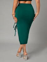 Solid Tie Side Pencil Skirt