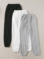 3pcs Letter Graphic Elastic Waist Sweatpants