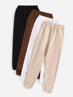 4Pcs Letter Graphic Elastic Waist Sweatpants