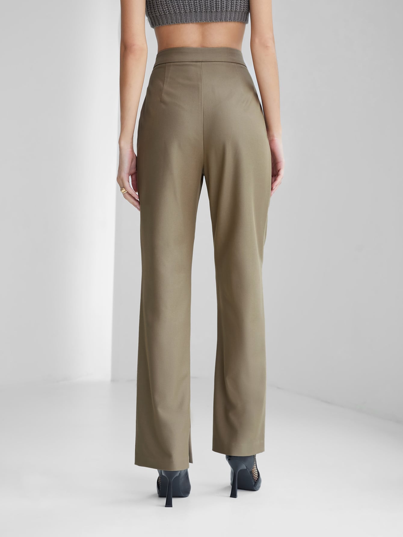 Solid Zip Fly Tailor Pants