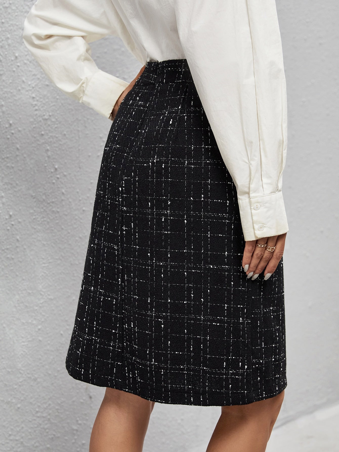 Plaid Print Button Front Skirt