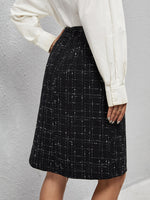 Plaid Print Button Front Skirt