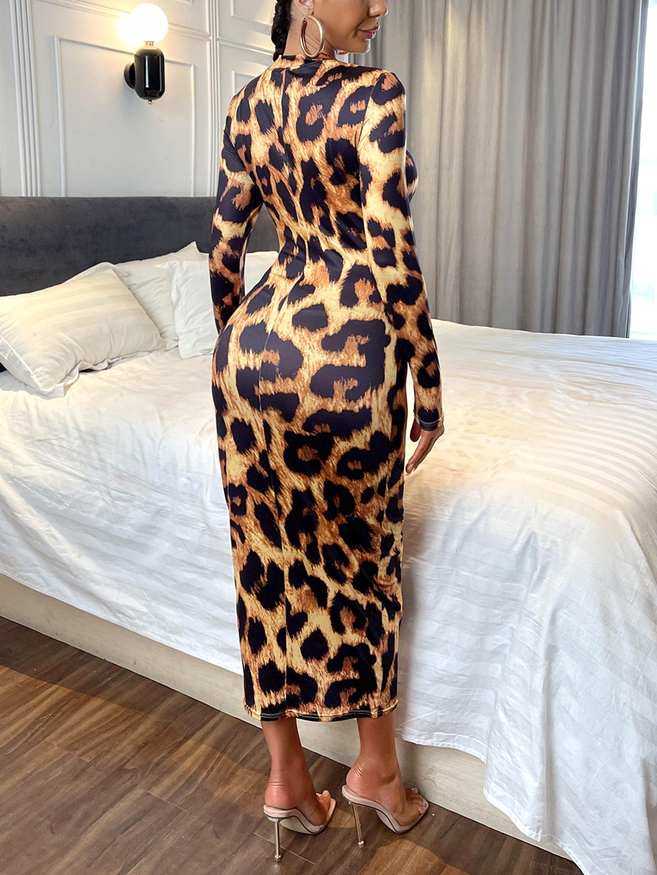 Leopard Print Cut Out Bodycon Dress