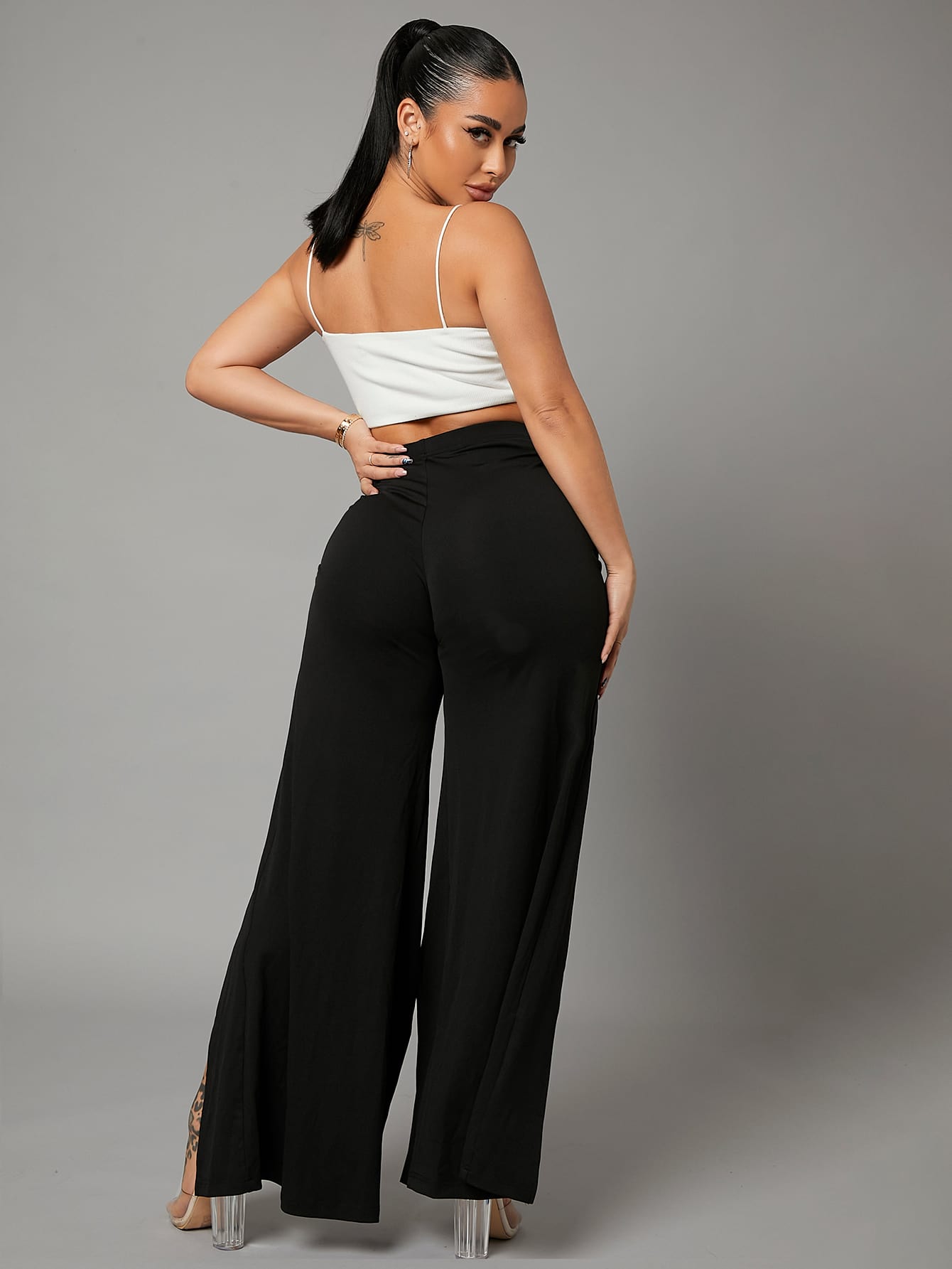 High Waist Split Thigh Pants