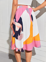 Allover Print Elastic Waist Skirt