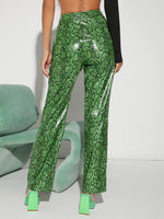 Snakeskin Pattern PU Leather Pants