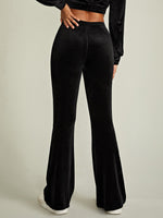 Solid Velvet Flare Leg Pants