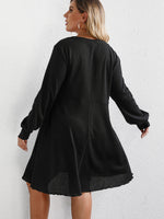 Plus Notched Neck Lantern Sleeve Dress