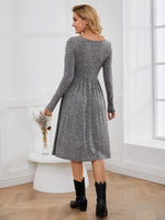 Marled Knit V Neck Dress