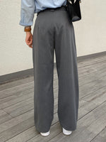 Solid Wide Leg Plicated Detail Pants