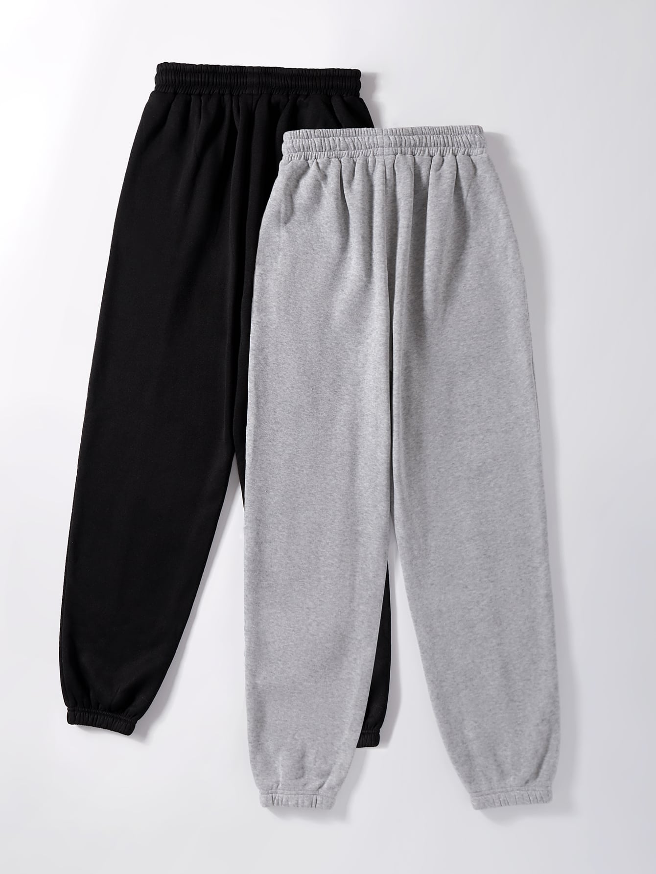 2pcs Solid Thermal Sweatpants