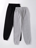 2pcs Solid Thermal Sweatpants