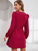 Solid Wrap Belt Dress