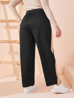 Plus Contrast Side Seam Tie Front Sweatpants