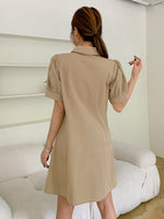 Puff Sleeve Zip Up Dress