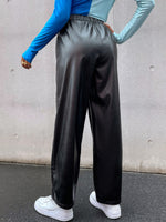 High Waist PU Leather Wide Leg Pants