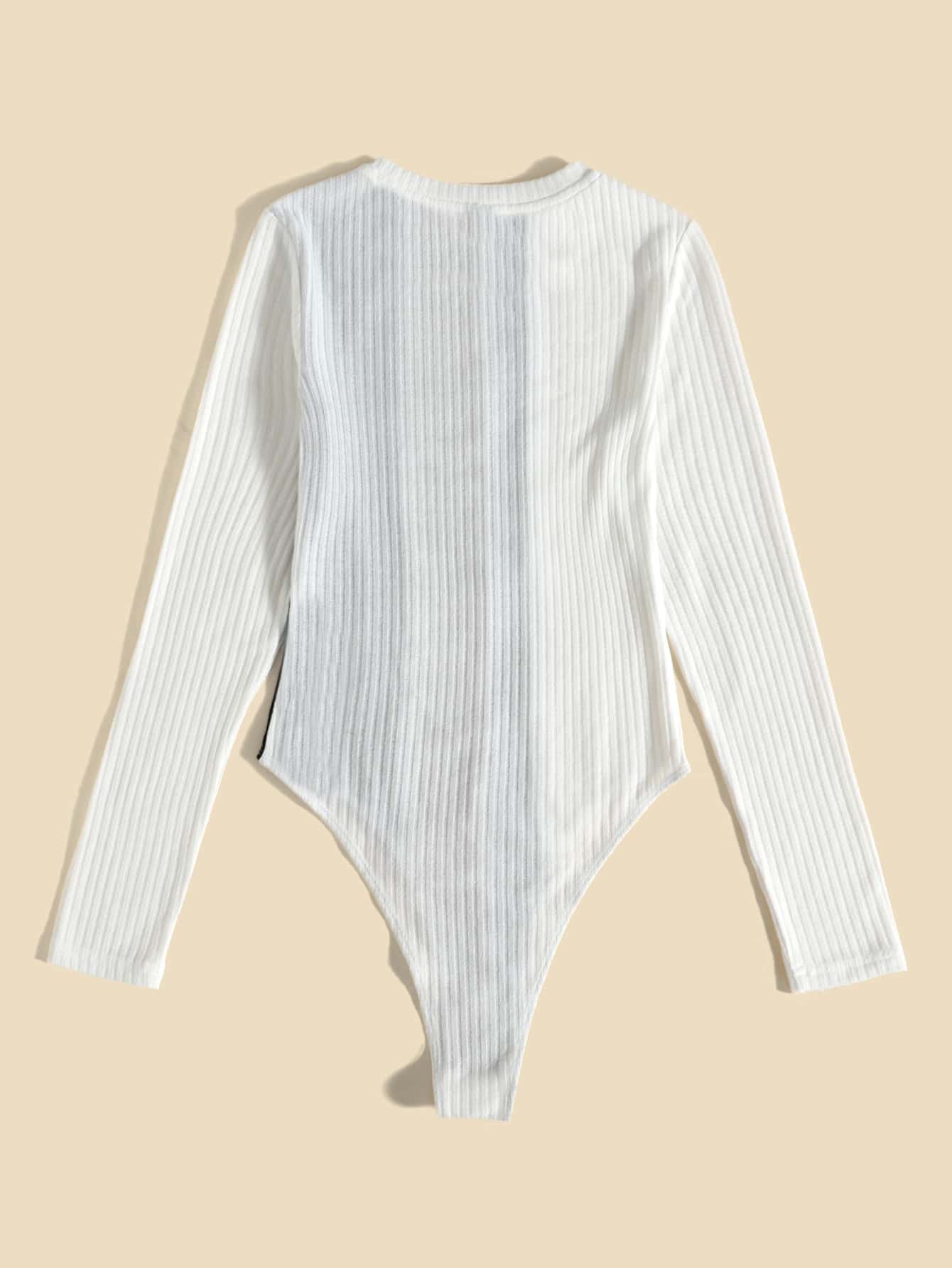 Color Block Ribbed Knit Bodysuit