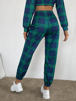 Plaid Drawstring Waist Sweatpants