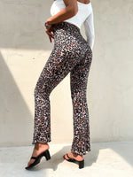 High Waist Leopard Flare Leg Pants