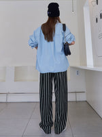 Striped Slant Pocket Wide Leg Pants