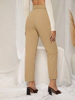 High Waist Belted Tapered Pants