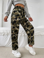 Camo Print Drawstring Waist Sweatpants