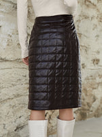High Waist PU Leather Straight Skirt