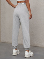 Contrast Letter Tape Knot Front Sweatpants