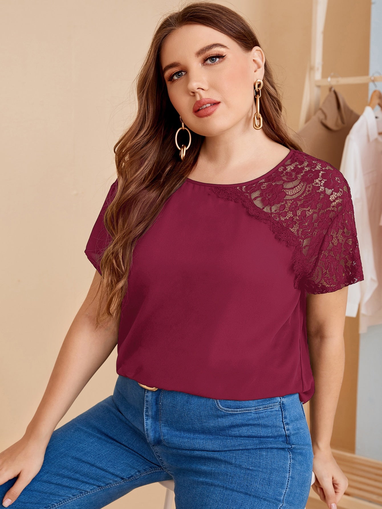 Plus Lace Insert Top
