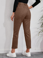 Solid Belted Suede Pants