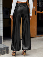High Waist PU Leather Wide Leg Pants