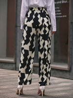 Geo Print Slant Pocket Drawstring Pants