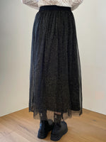 Solid Mesh Overlay A-line Skirt